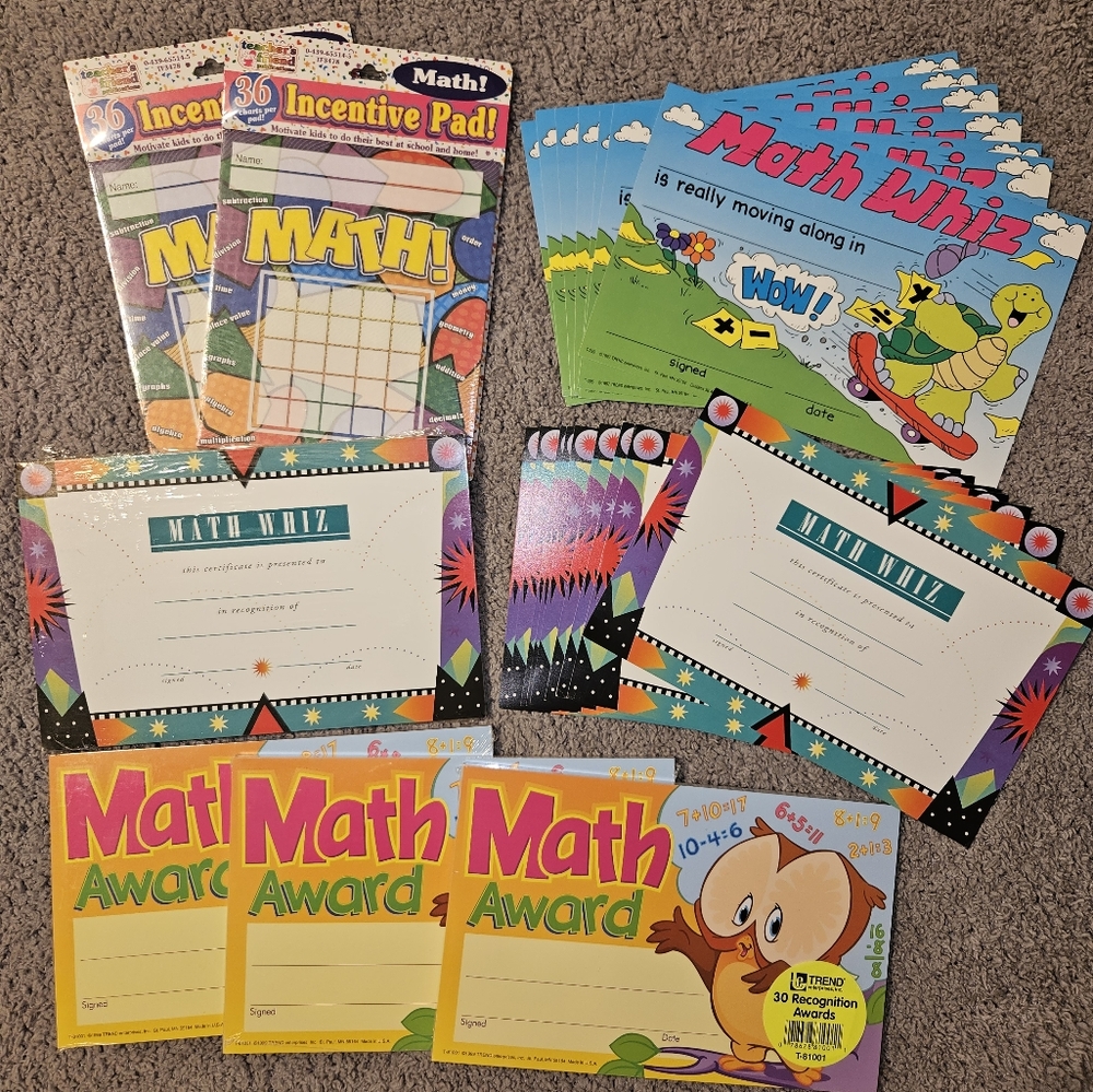 Math Certificates and Incentive Charts Pad Teaching Materials Math Facts